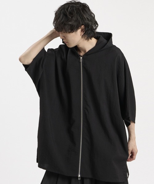 NO ID.(ノーアイディ)の「【NO ID.】Linen Touch Hood Dolman Big Zip Shirt / リネン タッチ フード ドルマン ビッグ ジップ シャツ(シャツ/ブラウス・メンズ・グレー/ブラック/ホワイト・ONE SIZE)」の17枚目の写真