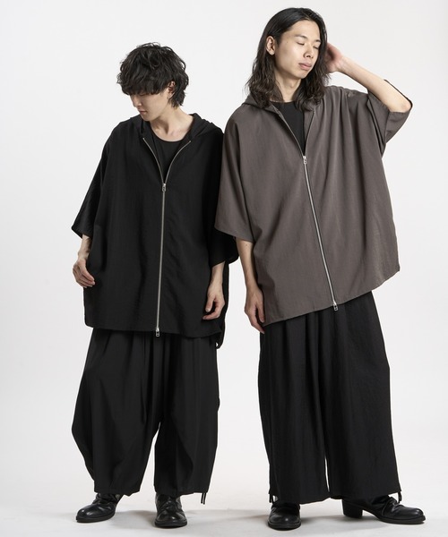 NO ID.(ノーアイディ)の「【NO ID.】Linen Touch Hood Dolman Big Zip Shirt / リネン タッチ フード ドルマン ビッグ ジップ シャツ(シャツ/ブラウス・メンズ・グレー/ブラック/ホワイト・ONE SIZE)」の12枚目の写真