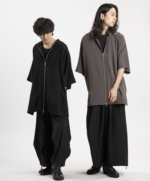 NO ID.(ノーアイディ)の「【NO ID.】Linen Touch Hood Dolman Big Zip Shirt / リネン タッチ フード ドルマン ビッグ ジップ シャツ(シャツ/ブラウス・メンズ・グレー/ブラック/ホワイト・ONE SIZE)」の13枚目の写真