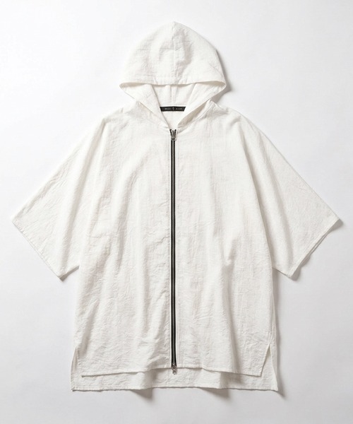 NO ID.(ノーアイディ)の「【NO ID.】Linen Touch Hood Dolman Big Zip Shirt / リネン タッチ フード ドルマン ビッグ ジップ シャツ(シャツ/ブラウス・メンズ・グレー/ブラック/ホワイト・ONE SIZE)」の8枚目の写真