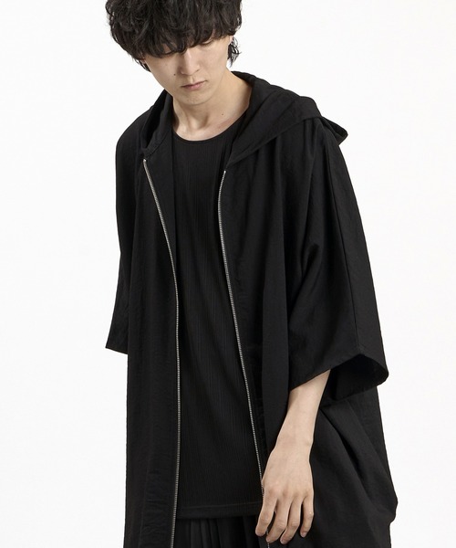 NO ID.(ノーアイディ)の「【NO ID.】Linen Touch Hood Dolman Big Zip Shirt / リネン タッチ フード ドルマン ビッグ ジップ シャツ(シャツ/ブラウス・メンズ・グレー/ブラック/ホワイト・ONE SIZE)」の6枚目の写真