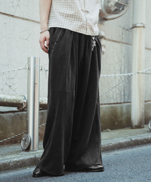 RAGEBLUE(レイジブルー)の「Barbs Stitch Sweat Wide Pants/バーブス刺繍スウェットワイドパンツ(スウェットパンツ・メンズ・ブラック/グレー・MEDIUM/LARGE)」の14枚目の写真