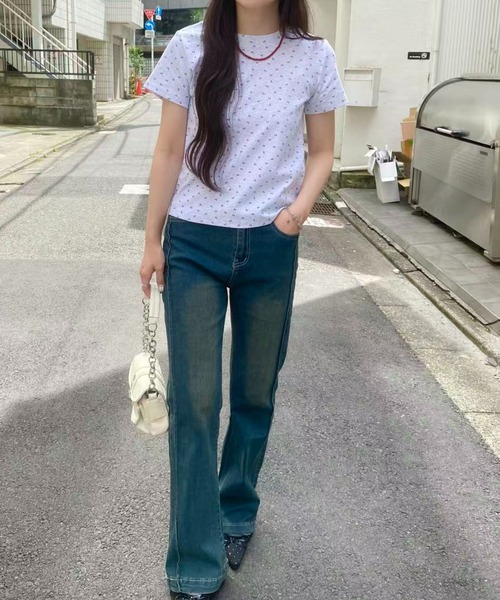 mebole(メボレ)の「ミニリボンTシャツ(Tシャツ/カットソー・レディース・グレー・FREE)」の4枚目の写真