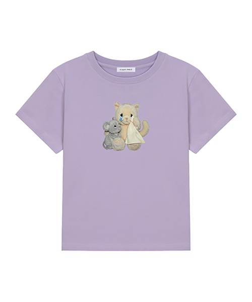 ARIGHTANGLE(アライトアングル)の「CAT DOLL CROP TEE (3 COLOR)(Tシャツ/カットソー・レディース・スカイブルー/レッド/パープル・FREE)」の2枚目の写真