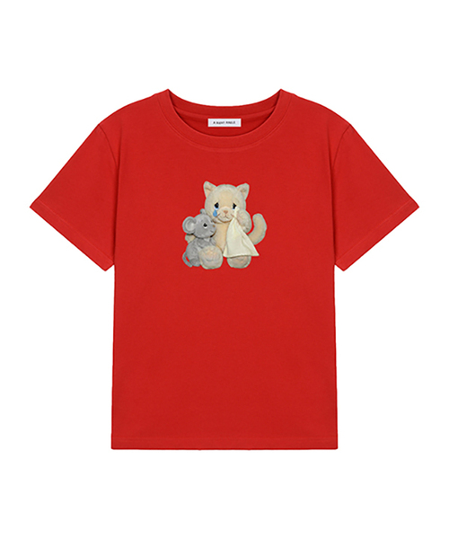 ARIGHTANGLE(アライトアングル)の「CAT DOLL CROP TEE (3 COLOR)(Tシャツ/カットソー・レディース・スカイブルー/レッド/パープル・FREE)」の3枚目の写真