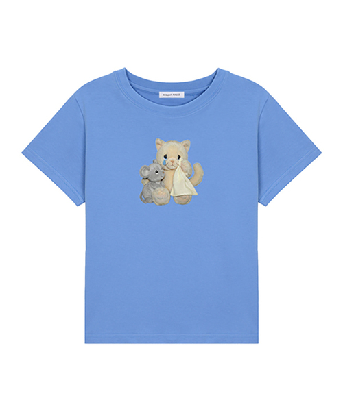 ARIGHTANGLE(アライトアングル)の「CAT DOLL CROP TEE (3 COLOR)(Tシャツ/カットソー・レディース・スカイブルー/レッド/パープル・FREE)」の1枚目の写真