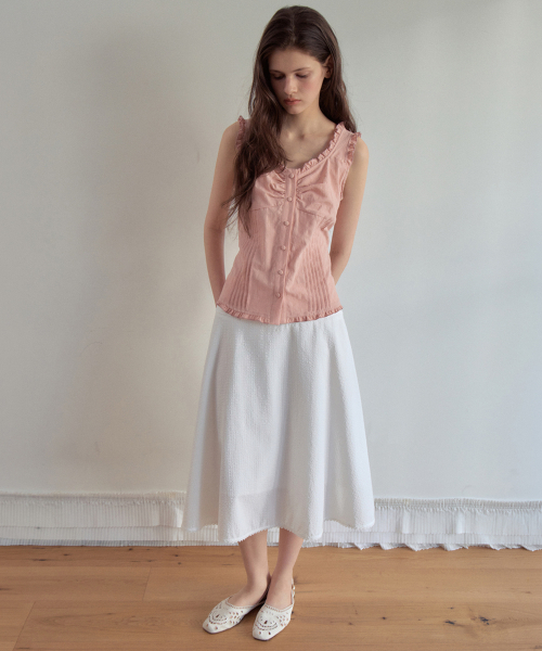 OURNOSTALGIA（アワー ノスタルジア）の「Melly Pintuck Sleeveless Blouse_Pink(OB6BL04)（シャツ/ブラウス・レディース・PINK・SMALL/MEDIUM）」の3枚目の写真