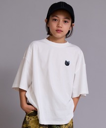 PAIRMANON STREET（ペアマノンストリート）の「【90-160cm】【綿100%】ネコ 刺繍 半袖 Tシャツ【PAIRMANON STREET】（Tシャツ/カットソー）」