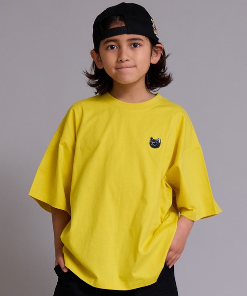 PAIRMANON STREET（ペアマノンストリート）の「【90-160cm】【綿100%】ネコ 刺繍 半袖 Tシャツ【PAIRMANON STREET】（Tシャツ/カットソー・キッズ・ピンク/ブルー/イエロー/ブラウン/オフホワイト/ブラック・130/110/120/150/100/140/160/90）」の5枚目の写真