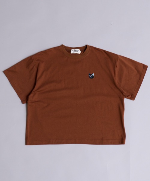 PAIRMANON STREET（ペアマノンストリート）の「【90-160cm】【綿100%】ネコ 刺繍 半袖 Tシャツ【PAIRMANON STREET】（Tシャツ/カットソー・キッズ・ピンク/ブルー/イエロー/ブラウン/オフホワイト/ブラック・130/110/120/150/100/140/160/90）」の7枚目の写真