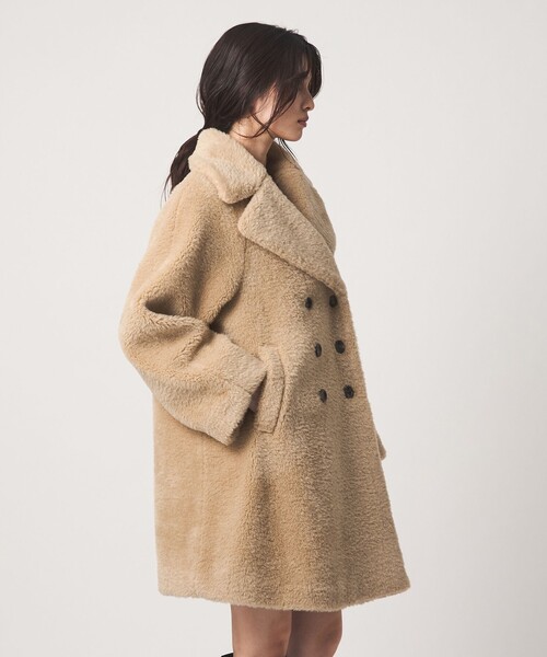 EMMEL REFINES(エメルリファインズ)の「<EMMEL REFINES>EM Wボタン Aライン フェイクファーコート(ピーコート・レディース・ブラウン/ベージュ・S/M)」の14枚目の写真