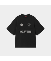 MOCK NECK EMBLEM HALF T-SHIRTS (BLACK)