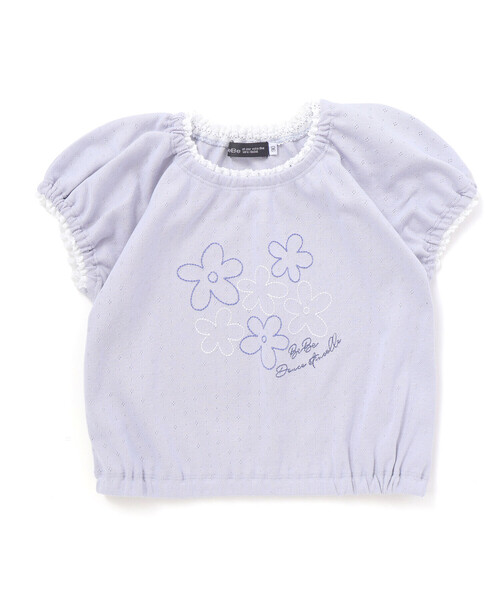 BeBe（ベベ）の「針抜きスムースステッチフラワー半袖ギャザーTシャツ（その他ベビーウェア・キッズ・ブルー/ピンク・90cm/80ｃｍ）」の6枚目の写真