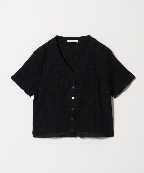 BEAUTY&YOUTH UNITED ARROWS（ビューティーアンドユースユナイテッドアローズ）の「ソリッド＆チェック Vネック ショートスリーブ カーディガン（カーディガン/ボレロ・レディース・ライトブルー/ホワイト/ブラック・FREE）」の2枚目の写真