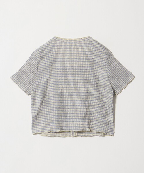 BEAUTY&YOUTH UNITED ARROWS（ビューティーアンドユースユナイテッドアローズ）の「ソリッド＆チェック Vネック ショートスリーブ カーディガン（カーディガン/ボレロ・レディース・ライトブルー/ホワイト/ブラック・FREE）」の6枚目の写真