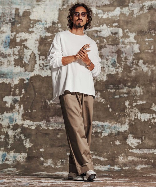 Jih Nunc(ジーヌンク)の「mlt5762- ヘビーオンスワッフルロングカットソー(JIH-R1197)(Tシャツ/カットソー・メンズ・ホワイト/ブラック/ライトベージュ/テラコッタ・L/M/S)」の22枚目の写真