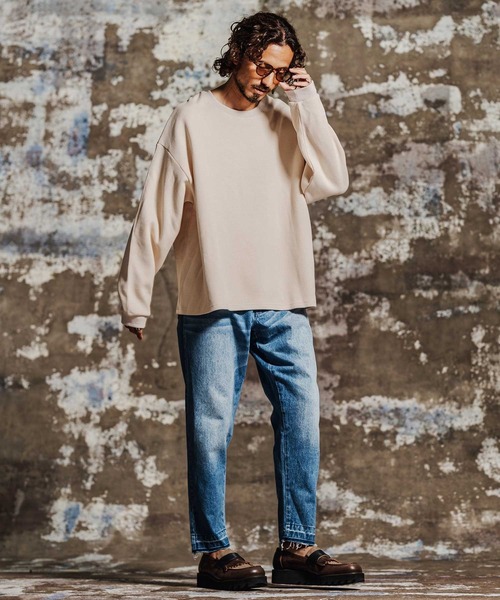 Jih Nunc(ジーヌンク)の「mlt5762- ヘビーオンスワッフルロングカットソー(JIH-R1197)(Tシャツ/カットソー・メンズ・ホワイト/ブラック/ライトベージュ/テラコッタ・L/M/S)」の5枚目の写真