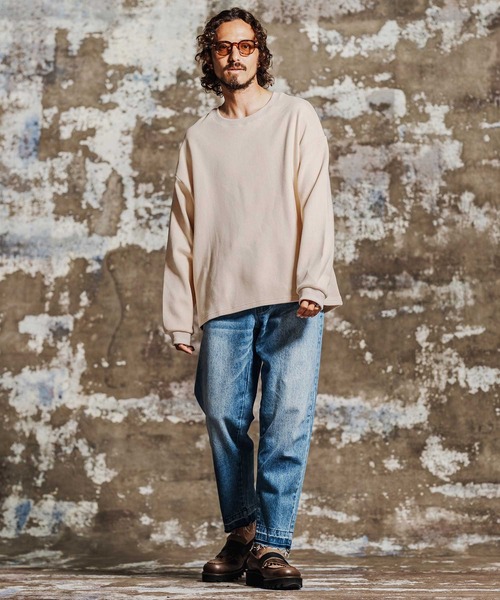 Jih Nunc(ジーヌンク)の「mlt5762- ヘビーオンスワッフルロングカットソー(JIH-R1197)(Tシャツ/カットソー・メンズ・ホワイト/ブラック/ライトベージュ/テラコッタ・L/M/S)」の6枚目の写真