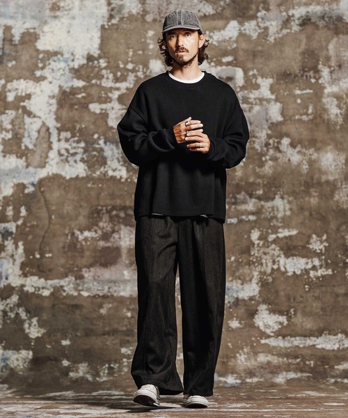 Jih Nunc(ジーヌンク)の「mlt5762- ヘビーオンスワッフルロングカットソー(JIH-R1197)(Tシャツ/カットソー・メンズ・ホワイト/ブラック/ライトベージュ/テラコッタ・L/M/S)」の9枚目の写真