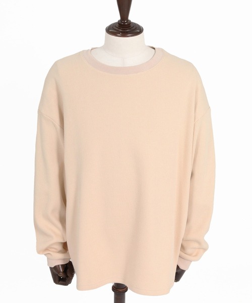 Jih Nunc(ジーヌンク)の「mlt5762- ヘビーオンスワッフルロングカットソー(JIH-R1197)(Tシャツ/カットソー・メンズ・ホワイト/ブラック/ライトベージュ/テラコッタ・L/M/S)」の12枚目の写真