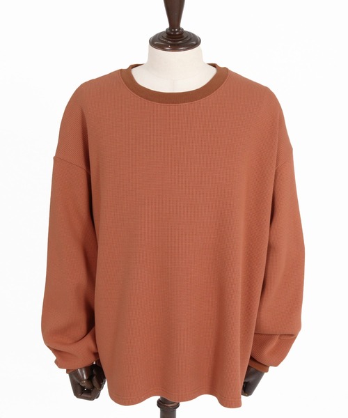 Jih Nunc(ジーヌンク)の「mlt5762- ヘビーオンスワッフルロングカットソー(JIH-R1197)(Tシャツ/カットソー・メンズ・ホワイト/ブラック/ライトベージュ/テラコッタ・L/M/S)」の13枚目の写真