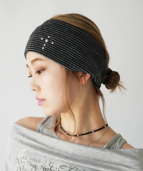 Port(ポート)の「【 Port / ポート 】 シルバーカラースタッズ ヘアバンド(ヘアバンド・レディース・グレー系その他/ブラック系その他/ブラック/チャコールグレー・FREE)」の2枚目の写真