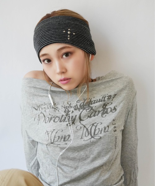 Port(ポート)の「【 Port / ポート 】 シルバーカラースタッズ ヘアバンド(ヘアバンド・レディース・グレー系その他/ブラック系その他/ブラック/チャコールグレー・FREE)」の7枚目の写真