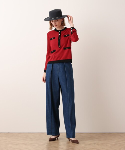 allureville(アルアバイル)の「ピンタックスラブデニム(デニムパンツ・レディース・インディゴブルー・2/1)」の6枚目の写真