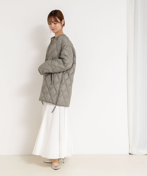 NOLLEY’S(ノーリーズ)の「【WEB&一部店舗限定色アイテム】【TAION/タイオン】M65ミドル丈ダウン(ダウンジャケット/コート・レディース・オフホワイト/オリーブ/ブラック・FREE)」の7枚目の写真