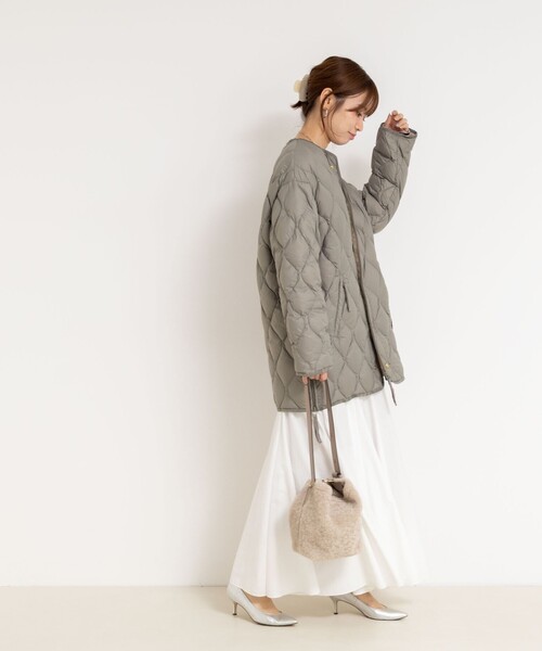 NOLLEY’S(ノーリーズ)の「【WEB&一部店舗限定色アイテム】【TAION/タイオン】M65ミドル丈ダウン(ダウンジャケット/コート・レディース・オフホワイト/オリーブ/ブラック・FREE)」の8枚目の写真