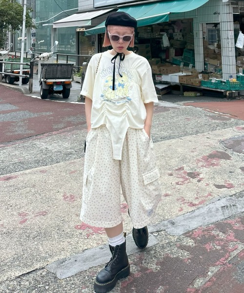 Alley Tokyo(アリートーキョー)の「ロンパース風子ヤギシャーリングT(Tシャツ/カットソー・レディース・ピンク/オフホワイト/スミクロ・FREE)」の19枚目の写真