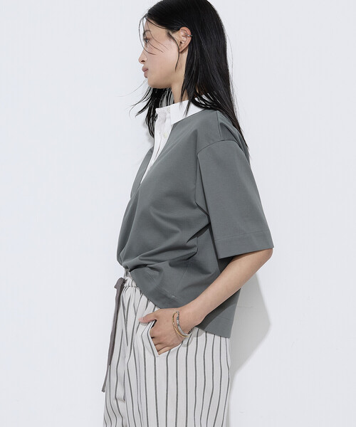 COMME CA Wardrobe(コムサワードローブ)の「〔 +サイズ 〕 コットンポンチ ラガープルオーバー(Tシャツ/カットソー・レディース・カーキ/ブルー・13号)」の16枚目の写真