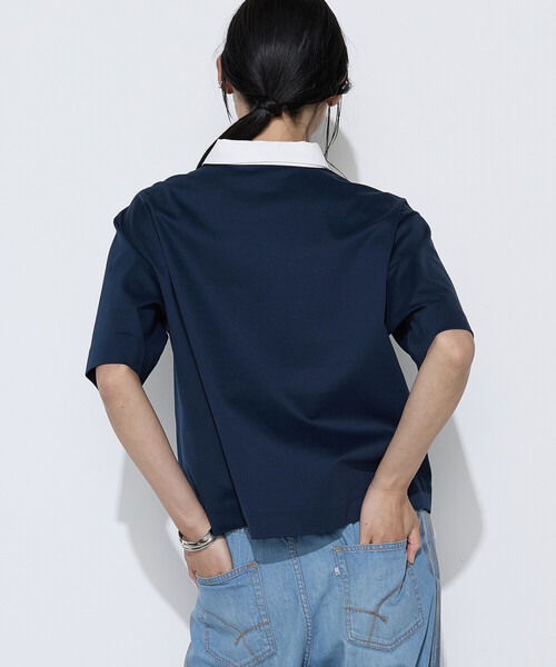 COMME CA Wardrobe(コムサワードローブ)の「〔 +サイズ 〕 コットンポンチ ラガープルオーバー(Tシャツ/カットソー・レディース・カーキ/ブルー・13号)」の4枚目の写真