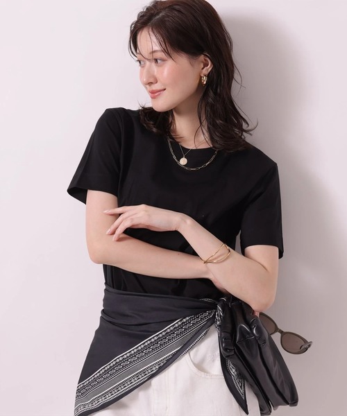 Arpege story(アルページュストーリー)の「〈着るスキンケア〉コンパクトフォルムTシャツ(Tシャツ/カットソー・レディース・ブラウン/ブラック/ホワイト・2)」の2枚目の写真