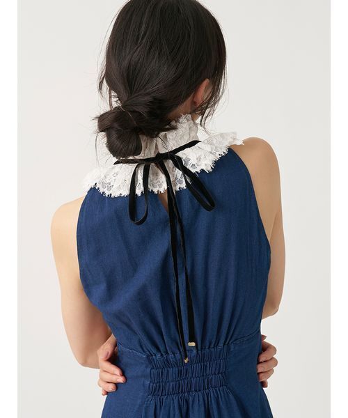 SNIDEL(スナイデル)の「レースカラーアメスリチェックワンピース(ワンピース・レディース・インディゴブルー/ネイビー/ブラウン・0/1)」の11枚目の写真