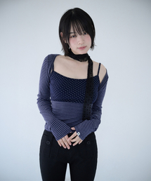 MIXED PATTERN CAMI & BOLERO SET NAVY
