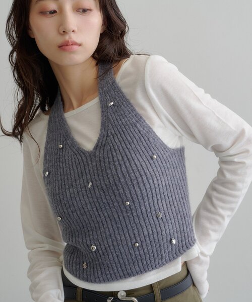 Kastane(カスタネ)の「【7.18(土)12:00発売】チャーム付きホルターニットSET(Tシャツ/カットソー・レディース・アイボリー/レッド/グレー・FREE)」の19枚目の写真