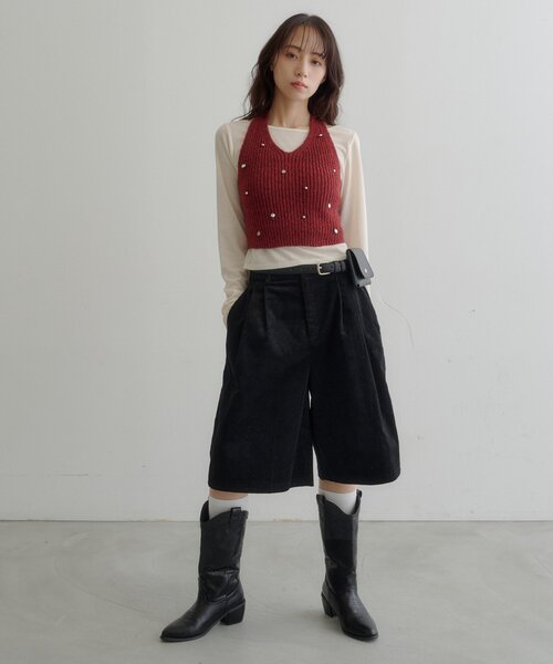 Kastane(カスタネ)の「【7.18(土)12:00発売】チャーム付きホルターニットSET(Tシャツ/カットソー・レディース・アイボリー/レッド/グレー・FREE)」の4枚目の写真