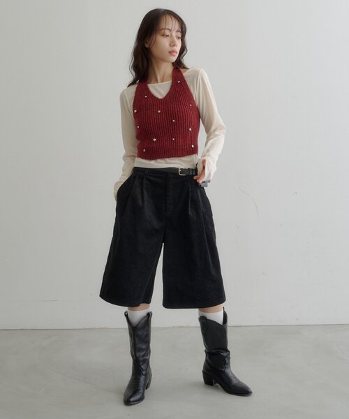 Kastane(カスタネ)の「【7.18(土)12:00発売】チャーム付きホルターニットSET(Tシャツ/カットソー・レディース・アイボリー/レッド/グレー・FREE)」の5枚目の写真