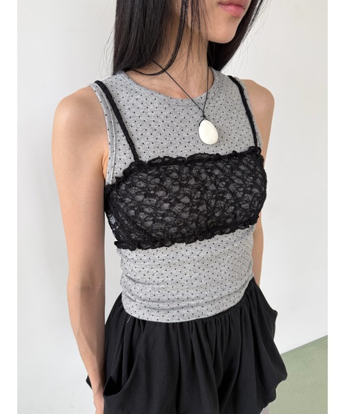 Didot.showroom（ディドット ショールーム）の「フラワーレースビスチェ（その他トップス・レディース・アイボリー/ブラック/チャコール・FREE）」の2枚目の写真