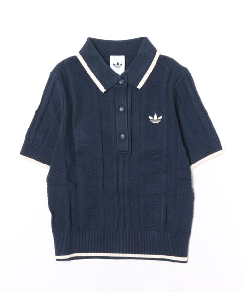 adidas W Cable Knit Cali Tee Polo KR7059 Night Indigo — женское поло