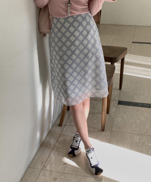 mineng(マイング)の「【チェック柄/2カラー】ニッキースカート(スカート・レディース・ミント/スカイブルー・S)」の6枚目の写真