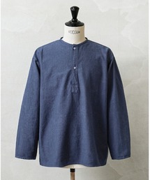 実物 新品 デッドストック ロシア軍 70s ヘンリーネック スリーピングシャツ UNEVEN DYEING NAVY染め