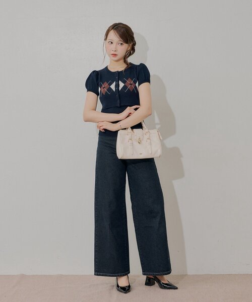 Chico（チコ）の「アーガイルキャミ+カーデセット（カーディガン/ボレロ・レディース・アイボリー/レッド/ブラウン/ネイビー・FREE）」の13枚目の写真