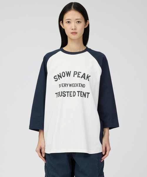 Snow Peak(スノーピーク)の「Snow Peak / Raglan Multi Color 3/4 T-Shirt マルチカラー ラグラン七分袖Tシャツ(Tシャツ/カットソー・メンズ・グレー/オリーブ/オフホワイト・L/M/S/XL)」の2枚目の写真