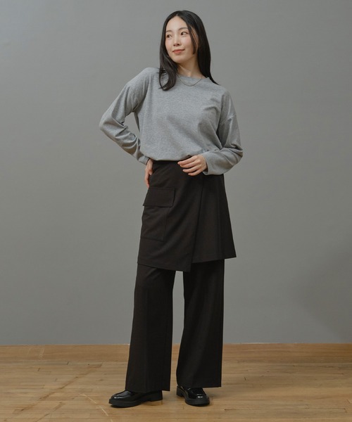Nunc.(ヌンク)の「裏起毛ラウンドヘムプルオーバー(Tシャツ/カットソー・レディース・杢グレー/ダークブラウン/ブラック/オフホワイト・FREE)」の8枚目の写真