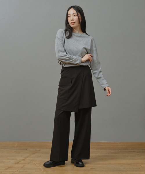 Nunc.(ヌンク)の「裏起毛ラウンドヘムプルオーバー(Tシャツ/カットソー・レディース・杢グレー/ダークブラウン/ブラック/オフホワイト・FREE)」の9枚目の写真