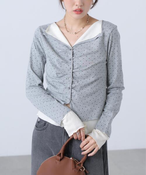 FREE'S MART(フリーズマート)の「◆レイヤードタックフロントボタンカットソー(Tシャツ/カットソー・レディース・ホワイト/ホワイト系その他/ネイビー/グレー系その他・FREE)」の8枚目の写真
