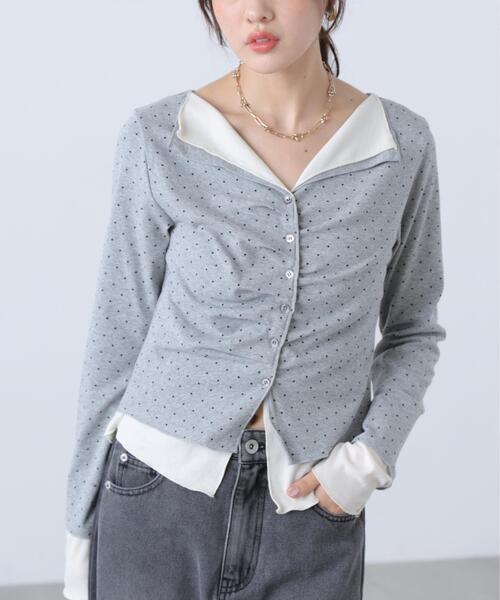 FREE'S MART(フリーズマート)の「◆レイヤードタックフロントボタンカットソー(Tシャツ/カットソー・レディース・ホワイト/ホワイト系その他/ネイビー/グレー系その他・FREE)」の9枚目の写真