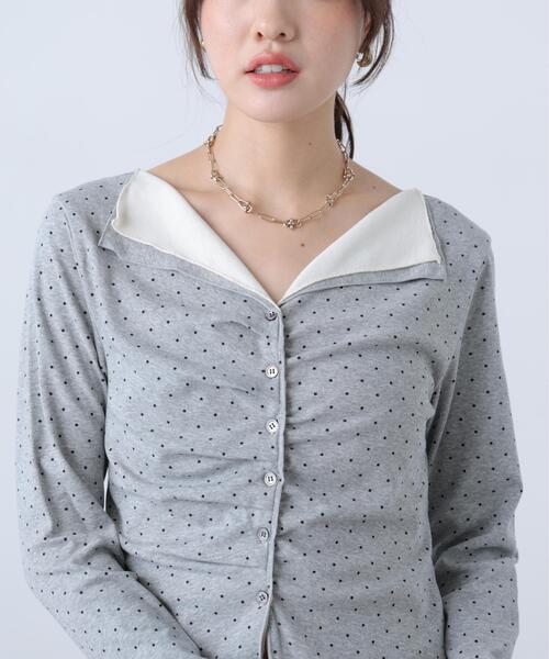 FREE'S MART(フリーズマート)の「◆レイヤードタックフロントボタンカットソー(Tシャツ/カットソー・レディース・ホワイト/ホワイト系その他/ネイビー/グレー系その他・FREE)」の13枚目の写真